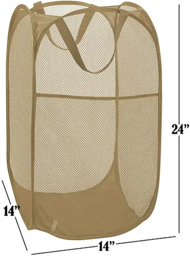 Vista 2 de Cesta plegable de malla para la ropa sucia, cesta de ropa plegable para el hogar, apartamento, dormitorio universitario o viajes, plegable para Beige