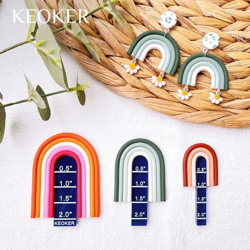 Vista 5 de Keoker Juego de guía de arco iris acrílico de arcilla polimérica, aretes de arcilla polimérica, suministros de joyería, 3 tamaños de arete