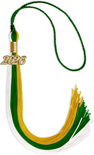 Vista 87 de Endea - Borla de graduación de triple color con gota de fecha dorada (negro/dorado/granate, 2020)