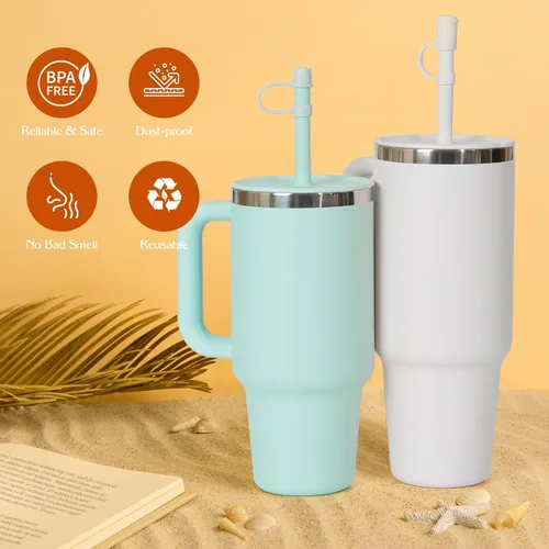 Vista 6 de 6 tapas de popote para vaso HydroFlask de 32 onzas y 40 onzas, 0.4 pulgadas, popotes de silicona para tapa a presión Hydro Flask, a prueba de polvo