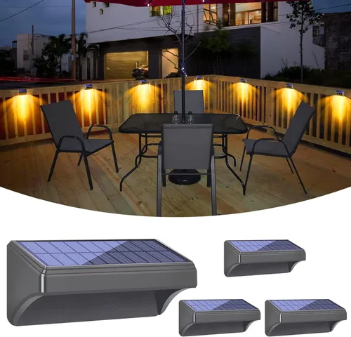 Vista 9 de Bridika Luces Solares para Cerca, Luces para Cerca Luces Solares para Cerca Exteriores Impermeables Blanco Cálido y Resplandor de Color Luces LED