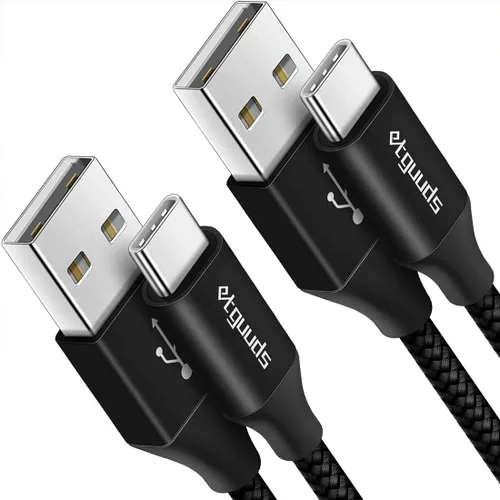 Vista 21 de Etguuds - Cable corto de USB-A a C de 6 pulgadas, 2 unidades, carga rápida, para Samsung Galaxy S22, S21, S20 FE Ultra 5G, S10, S9, Note 20, 10 y 9