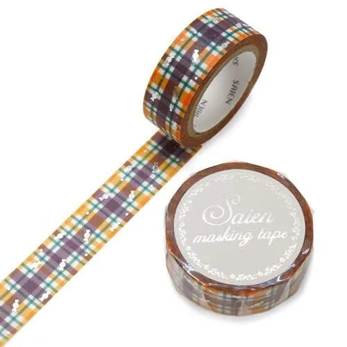 SAIEN UR-3067 Halloween Check Masking Tape, 0.6 inches (15 mm) x 26.4 ft (7 m)