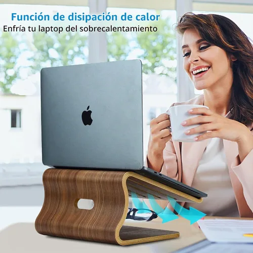 Vista 8 de SAMDI Soporte vertical para computadora portátil para escritorio, soporte vertical de madera para MacBook, HP, Samsung, Chrome Book y otras Nuez-01