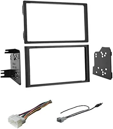 ASC Audio Kit de instalación de tablero estéreo de automóvil premium, arnés de cables y adaptador de antena para radio doble DIN, 1 kit, negro,
