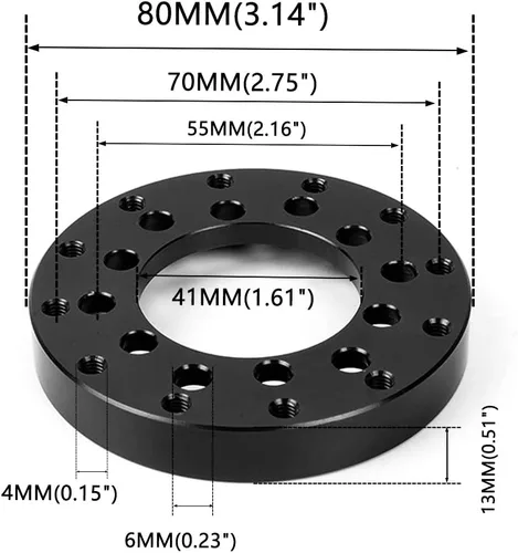 Vista 5 de RASTP 70MM Aluminum Steering Wheel Adapter Plate, Racing Car Gaming Steering Wheel Adapter for Logitech G25 G27-Black
