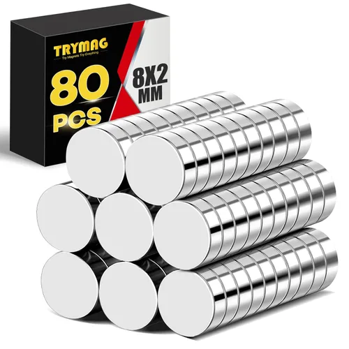 Vista 9 de TRYMAG Imanes pequeños de neodimio de 6x2mm, 260 piezas de imanes pequeños de tierras raras para pizarra, pequeño imán redondo en forma de disco
