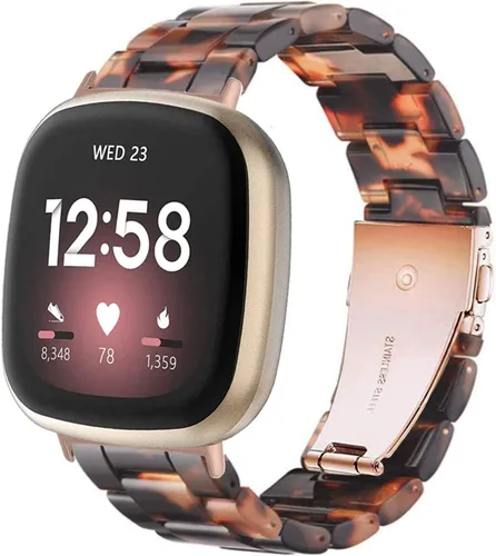 Vista 10 de Pulsera de resina compatible con Fitbit Versa 4 3/Fitbit Versa Sense 2 1, correa ligera para mujeres y hombres con hebilla de metal de acero