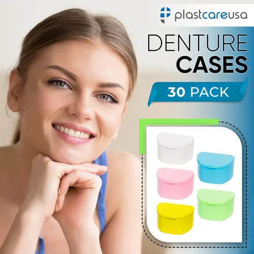 Vista 2 de Paquete de 30 cajas de dentadura para dentaduras postizas, caja dental para dientes artificiales, protector bucal, protector nocturno, protectores