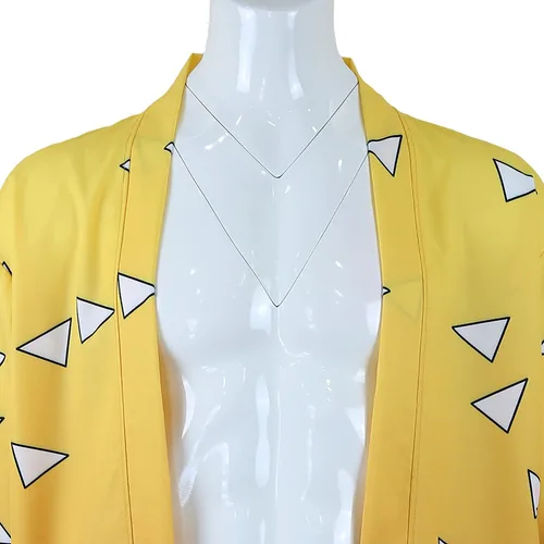Vista 4 de Batas de anime Tanjiro, disfraz de cosplay Zenitsu Kimono