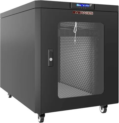 Sysracks - Gabinete de servidor insonorizado de 12U, 19 pulgadas, puerta de cristal