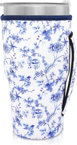 Vista 64 de Fundas Aislantes de Neopreno Portavasos con Asa para Vasos Tumbler de 20oz, Funda Reutilizable para Café Helado Para Tazas de Café de 30oz - 32oz