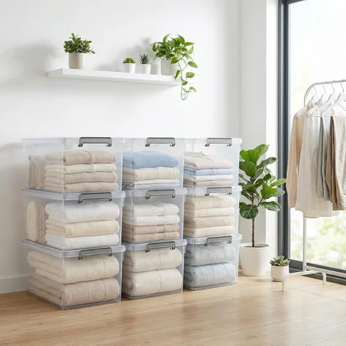 Vista 9 de Citylife Contenedores de almacenamiento de plástico de 22.2 cuartos de galón con tapas, contenedores de almacenamiento apilables grandes