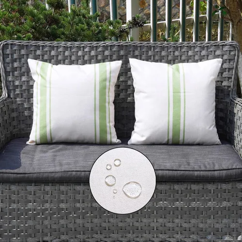 Vista 13 de ONWAY Juego de 2 fundas de almohada para exteriores impermeables de 16 x 16 pulgadas, fundas decorativas de lino, fundas de almohada de lino beige