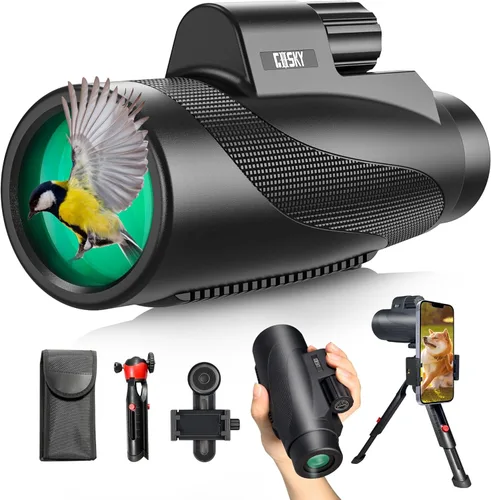 Gosky Monocular HD de 15 x 52 pulgadas, monocular para adultos de alta potencia con trípode, monocular compacto con prisma BAK4 y lente FMC, control