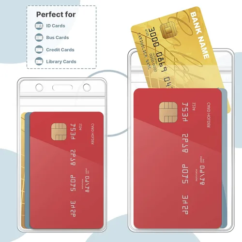Vista 4 de Zonon 150 soportes para tarjetas de identificación de 2.95 x 4.7 pulgadas, funda de plástico transparente vertical para tarjetas de identificación
