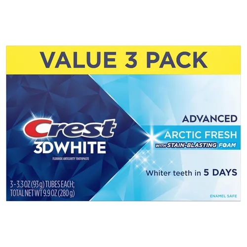 Vista 12 de Crest 3D White Advanced - Pasta dental blanqueadora de dientes, Arctic Fresh, 3.3 onzas, paquete de 3