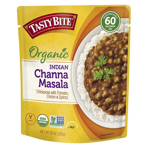 Tasty Bite Channa Masala orgánica, 10 onzas, listo para comer, plato principal apto para microondas, vegano y sin gluten