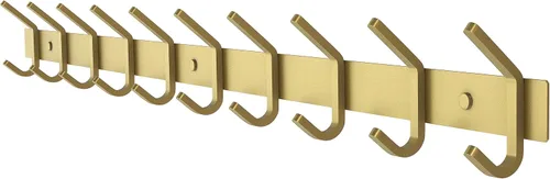 Vista 11 de Perchero de Abrigos Pequeño Negro Mate para Pared – Riel de Ganchos de Acero Inoxidable de 6 Pulgadas con 2 Ganchos Dobles para Abrigos