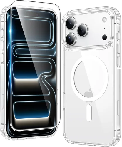 Vista 326 de FNTCASE para iPhone Air Case Clear: Fundas magnéticas para teléfono con protector de pantalla a prueba de caídas, compatibles con Magsafe, delgadas