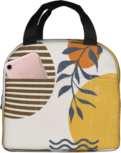 Vista 2 de VOOHDDY Bolsa de almuerzo aislada moderna bohemia abstracta para mujer, contenedor reutilizable para almuerzo, impermeable, portátil, enfriador