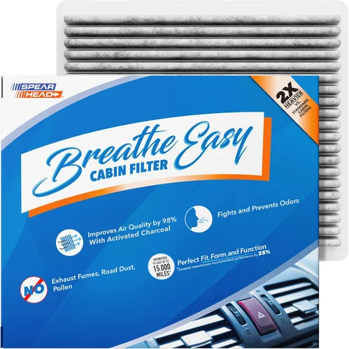 Vista 80 de Filtro de cabina AC y calefactor de defensa contra olores Breathe Easy de Spearhead, se ajusta como OEM, hasta un 25% más duradero con carbón