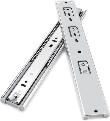 Vista 11 de Gobrico Hardware 14-pulgadas 24,9 kg de capacidad Hidráulico de cierre suave automontable Guías de cajones de extensión completa con rodamiento