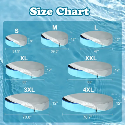 Vista 2 de Rypet Cubierta plegable redonda para piscina de mascotas de 71 pulgadas, cubierta de piscina para perros, a prueba de fugas, lavable, accesorios