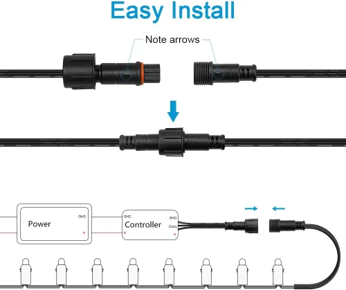 Vista 6 de ALITOVE Conectores Eléctricos Impermeables de 3 Pines Xconnect Pigtail 18AWG 6 pulgadas/15cm Cable de Extensión Compatible con ASIN B0923SDR5T