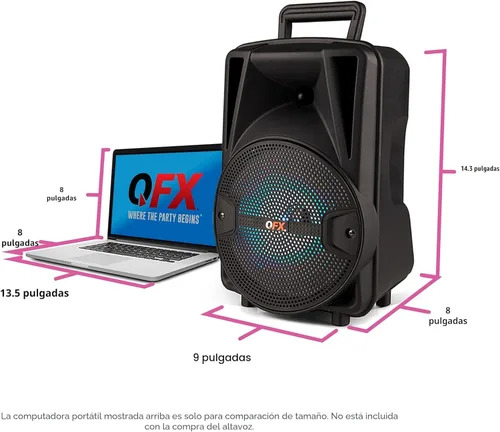 Vista 3 de QFX PBX-800TWS Sistema PA estéreo TWS Bluetooth de 8 pulgadas con 2 altavoces de 8 pulgadas, 2 micrófonos, 2 soportes y un control remoto