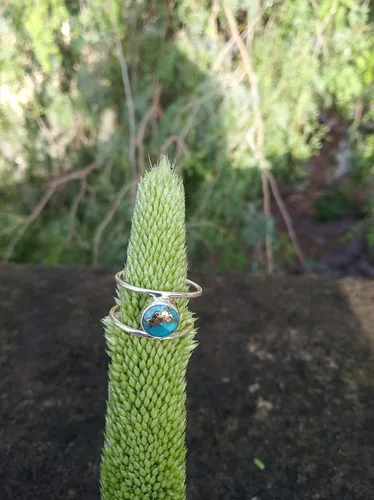 Vista 5 de Blue Copper Turquoise Ring, 925 Sterling Silver Ring, Double Band Ring, December Birthstone Ring, Gothic Ring, Wedding Ring, Gift For Her, Gypsy