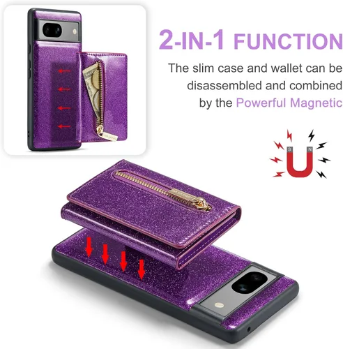 Vista 4 de Asuwish Funda para teléfono para Google Pixel 7A 5G 2023 con protector de pantalla de vidrio templado y ranura para tarjeta de crédito, soporte