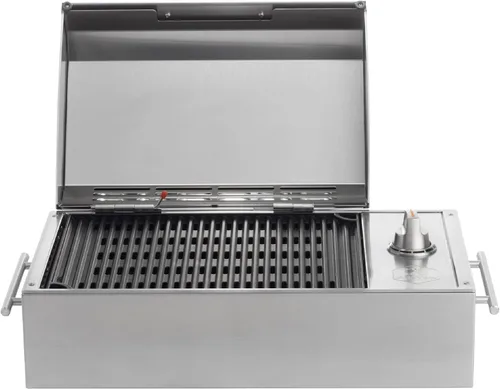 Kenyon B70200 City Grill, parrilla portátil, acero inoxidable, quemador único, control de perilla, tapa facetada, aprobado por UL para uso en
