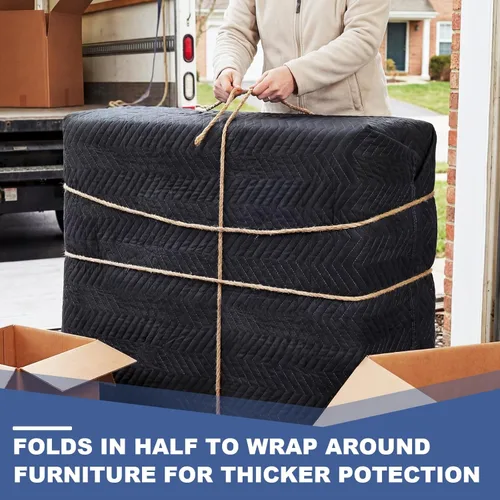 Vista 6 de Peryiter 2 Pack 96'' x 80'' Extra Large Moving Blankets 4.4 lb Heavy Duty Moving Pads and Packing Blankets Thick Quilted Shipping Furniture Pads for