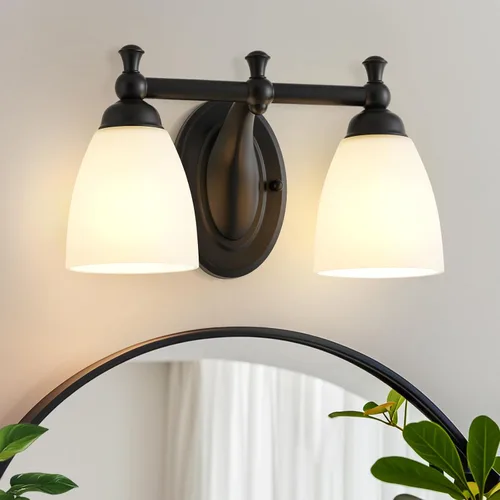 Vista 8 de EJIAXIN Luces de tocador para baño, 3 luces modernas sobre espejo, lámpara de baño negra, apliques de pared para dormitorio, iluminación para sala