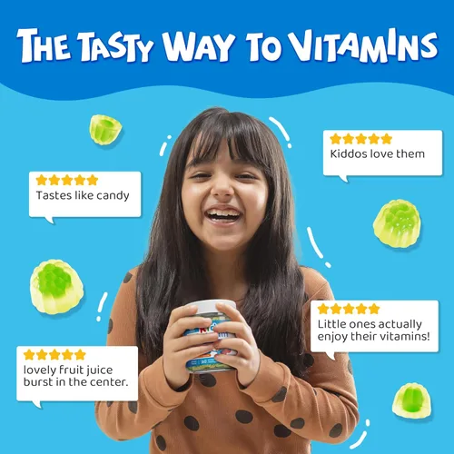 Vista 7 de Gomitas de calcio para niños + vitamina D3 K2, magnesio, zinc, suplemento de calcio de algas de absorción extra para niños, suave para estómago
