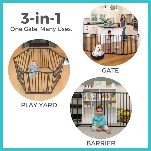 Vista 4 de Toddleroo by North States - 3 en 1 Arched Decor Metal Superyard Extensión de dos paneles: Extensión de patio de juegos de 48 pulgadas - Funciona