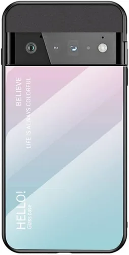 Compatible con Google Pixel 6 Pro 5G 2021 con patrón de vidrio degradado de 360° cobertura de cuerpo completo degradado de vidrio templado duro +
