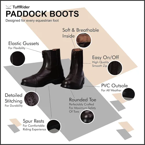 Vista 3 de Botas paddock TuffRider con cremallera frontal para niños, botas inglesas infantiles de jinete para montar caballos de equitación
