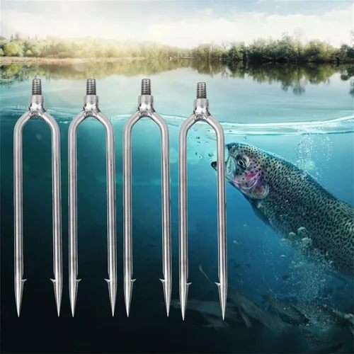 Vista 8 de EVTSCAN 4 lanza de pesca de acero inoxidable con 2 puntas, gancho roscado de 0.315 pulgadas para aparejos de pesca al aire libre