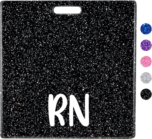 Vista 20 de Plifal RN Badge Buddy - Tarjetero para enfermera, accesorios de enfermería, con purpurina azul claro, horizontal, identificación con nombre