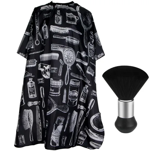 Vista 13 de FEBSNOW Capa de Barbero Impermeable Profesional para Corte de Cabello Cepillo Quitapelusas de Cuello para Corte de Pelo Verde Militar Salón Barba