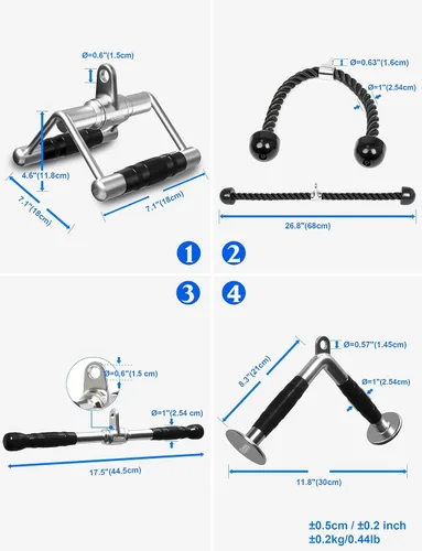 Vista 5 de POWER GUIDANCE Accesorio desplegable para tríceps, accesorios de máquina de cable para gimnasio en casa, accesorio desplegable para pesas