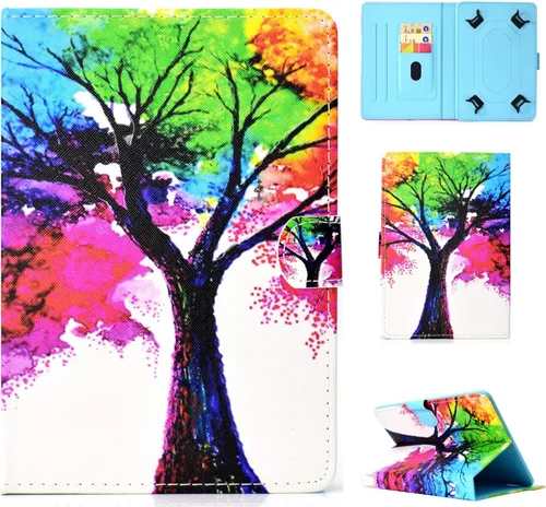 Vista 16 de Funda universal para tablet de 7 pulgadas, piel sintética [ranuras para tarjetas], cubierta magnética, para Samsung Galaxy Tab E/Tab A 7.0, Fire 7