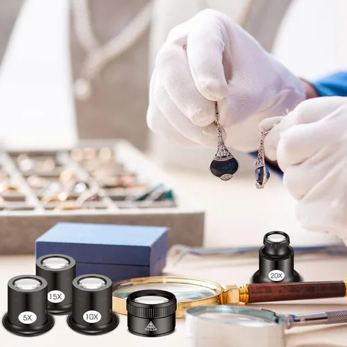 Vista 5 de 5 piezas de lupa para joyeros, lupa monocular portátil, lupa de aumento con lentes de ojo de 30 x 36 mm, herramienta de reparación experimental