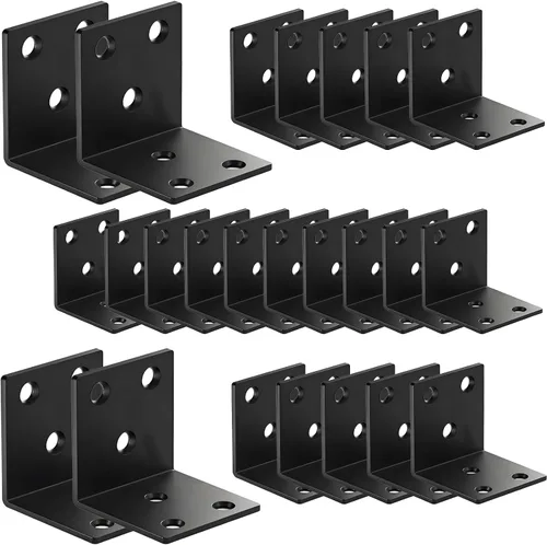 Vista 8 de 16 piezas de soportes de esquina para maceta de jardín elevada, soporte de acero inoxidable de 4 pulgadas, soportes de ángulo negros, soporte