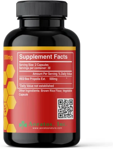 Vista 3 de Aoratos 100% propóleo rojo enriquecido con flavonoides de formononetina 60 cápsulas vegetales de 500 mg