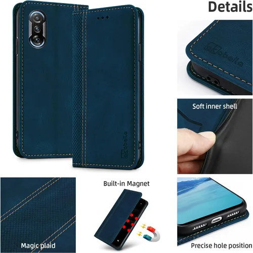 Vista 6 de AKABEILA Compatible con Xiaomi Redmi K40 Gaming Wallet Case, PU Leather Kickstand Card Slots Case para Xiaomi Poco F3 GT Cierre Magnético Cubierta