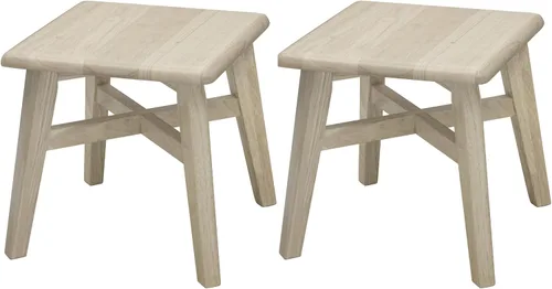 Vista 40 de eHemco Taburete de madera maciza para adultos y niños, 12.25 pulgadas, gris, juego de 2
