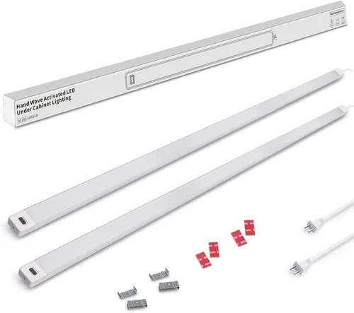Vista 21 de MYPLUS Luces LED bajo gabinete de 16 pulgadas con sensor de movimiento manual, iluminación bajo mostrador 4000K blanco natural, regulable, Plug and